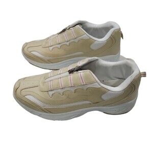 Collections Etc women's party Zip-Front Top Sneakers with Non-Slip Soles 8 tan